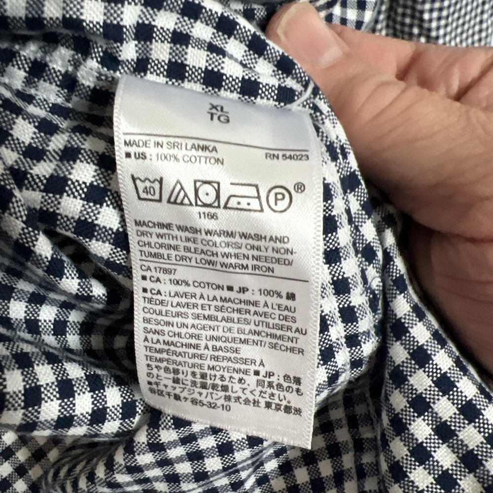 Banana Republic Mens Shirt Oxford XL Extra Large‎ Navy Blue Checked Untucked Fit - Picture 5 of 5